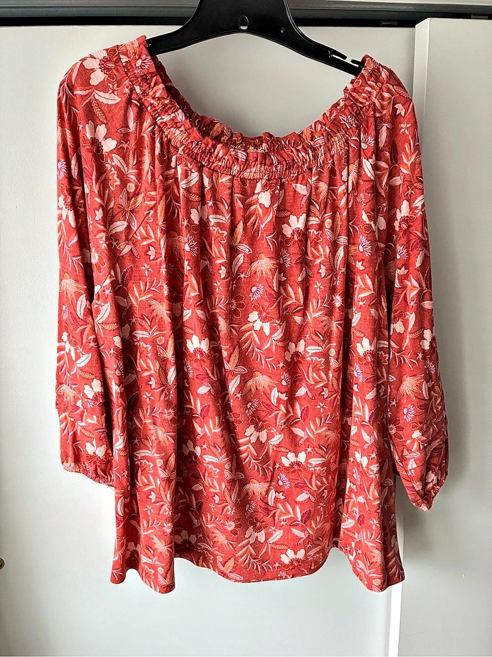 J Jill Floral Blouse in Red & Pink Size XL